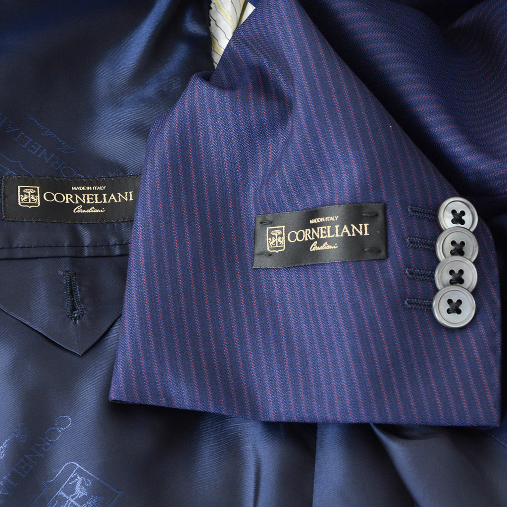 Corneliani Mens Suit Long Sleeves Blue Super 160's