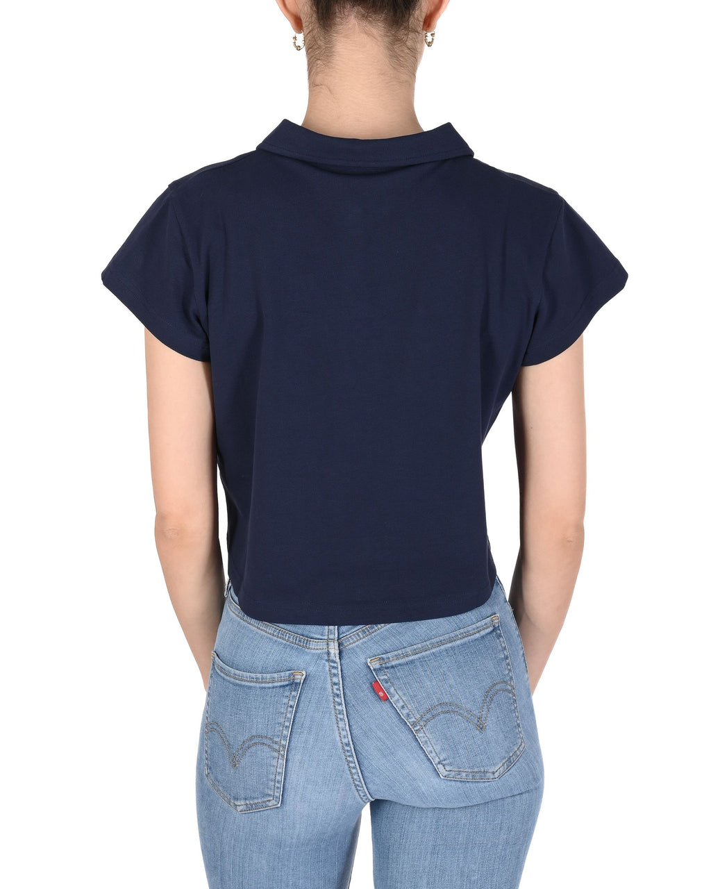 19V69 Italia Womens Cropped Pique Polo VSC1WPL01 NAVY