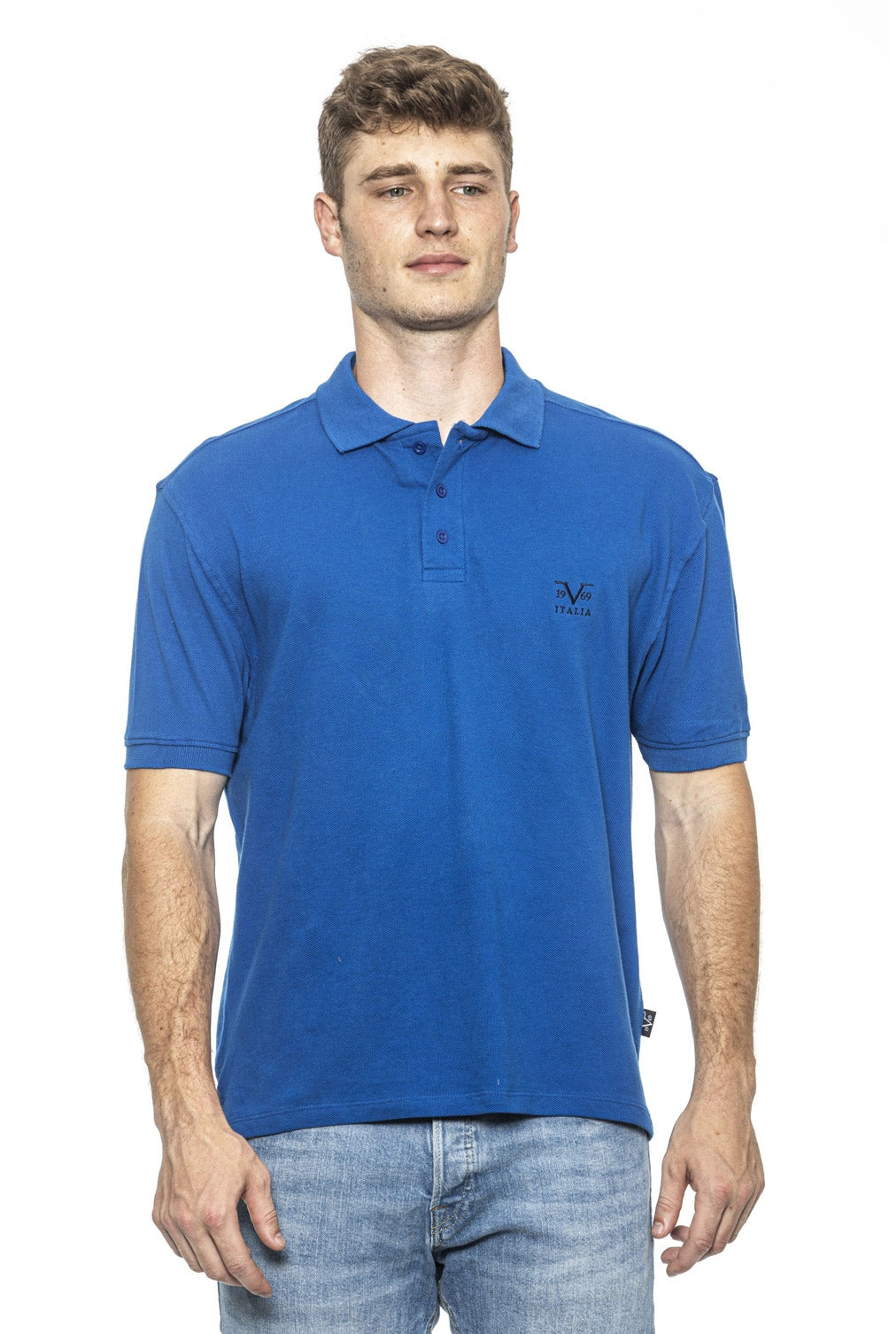 19V69 Italia Polo para hombre azul RICAMO ROYAL BLUE