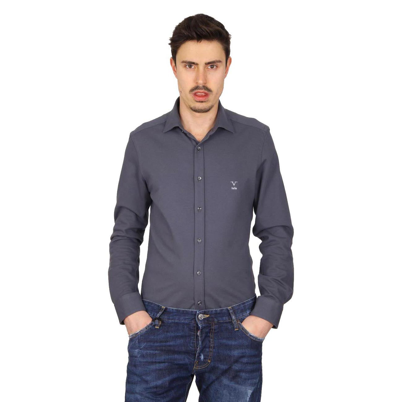 Camisa de manga larga para hombre V 1969 Italia Paris Piquet Grigio