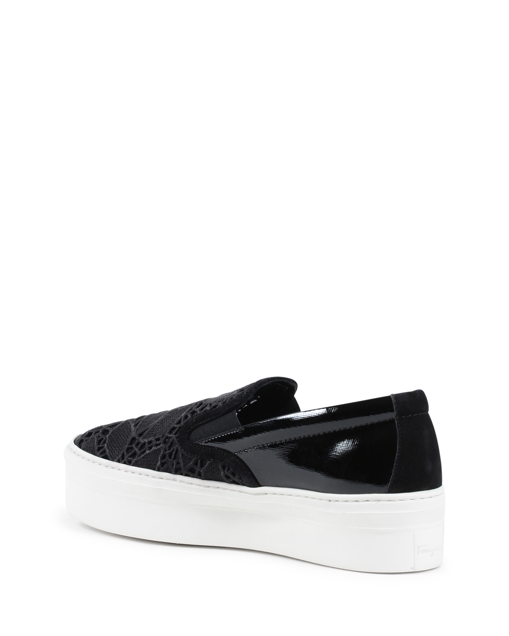 Zapatillas sin cordones Salvatore Ferragamo para mujer, color negro, con encaje PACAU