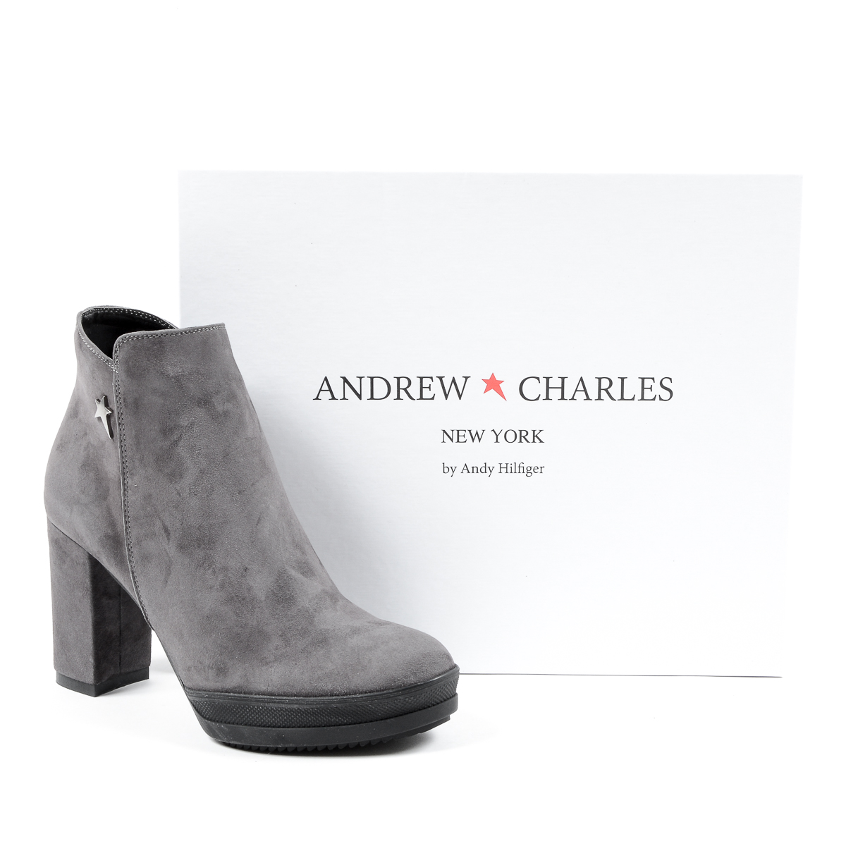 Andrew Charles Womens Heeled Ankle Boot Grey SHERYL