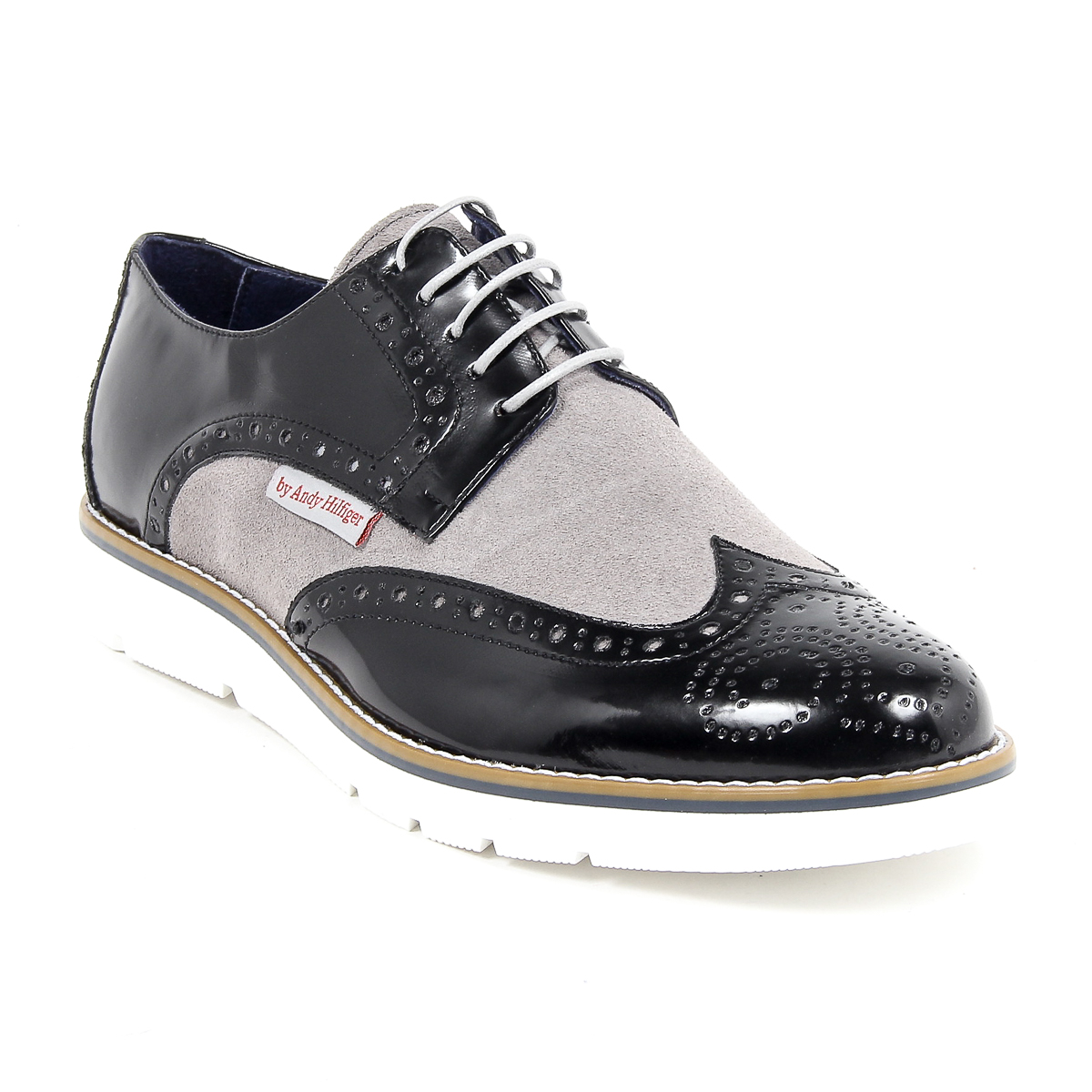 Andrew Charles - Zapatos Oxford brogue para hombre 914 ABRASIVATO CAM NERO GRIGIO