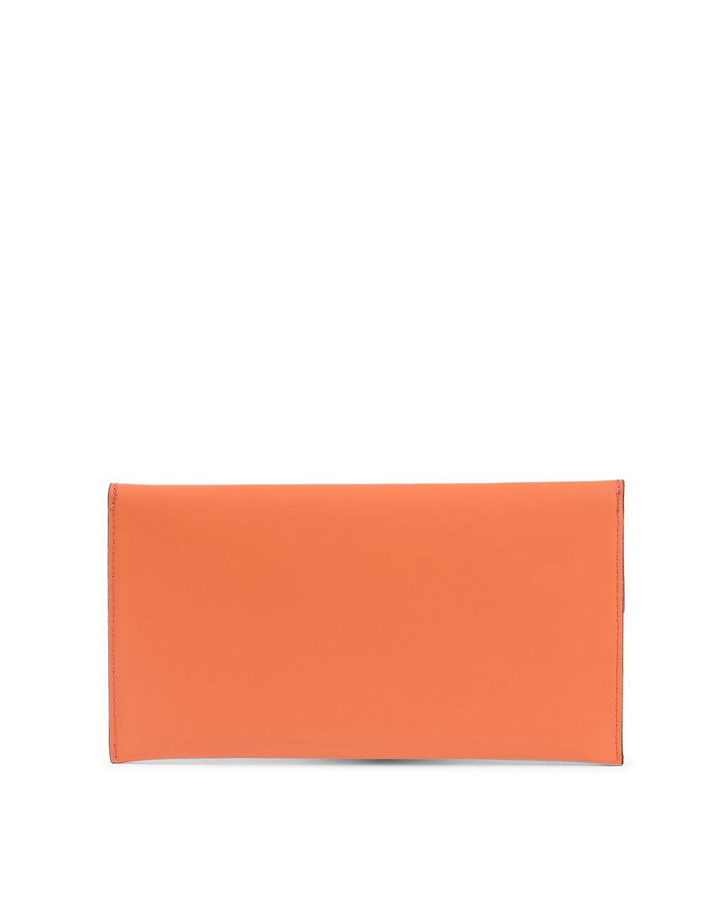 Clutch tipo sobre de piel color naranja
