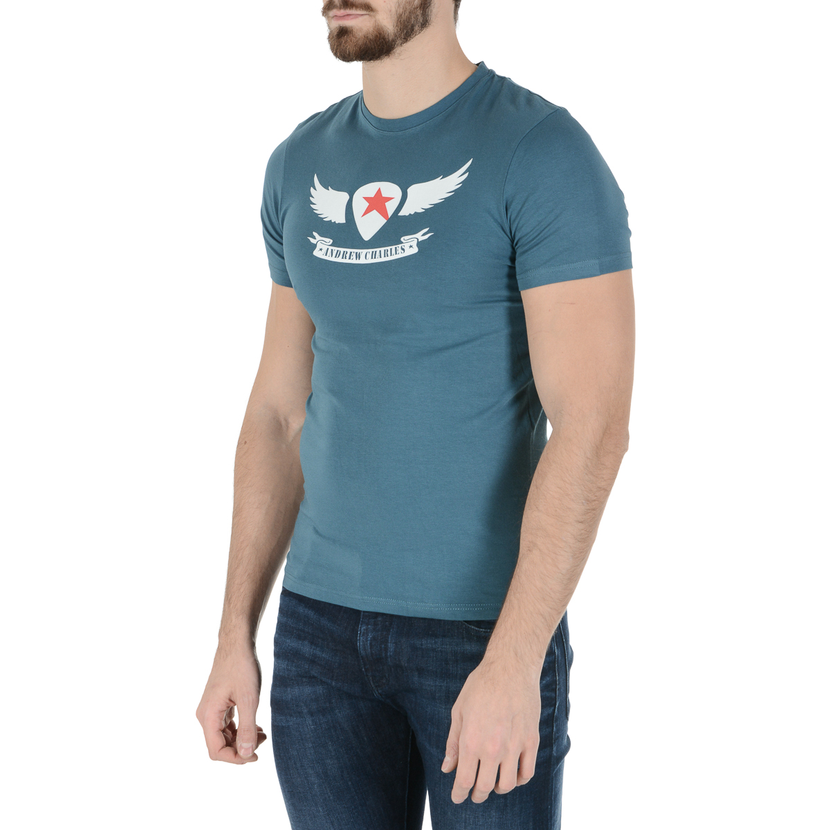 Camiseta Andrew Charles para hombre, manga corta, cuello redondo, verde, KEITA