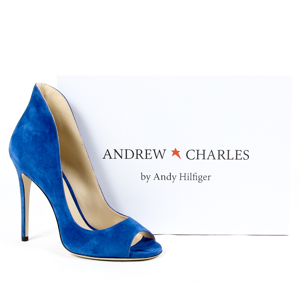 Andrew Charles Womens Pump Open Toe Blue DAFNE