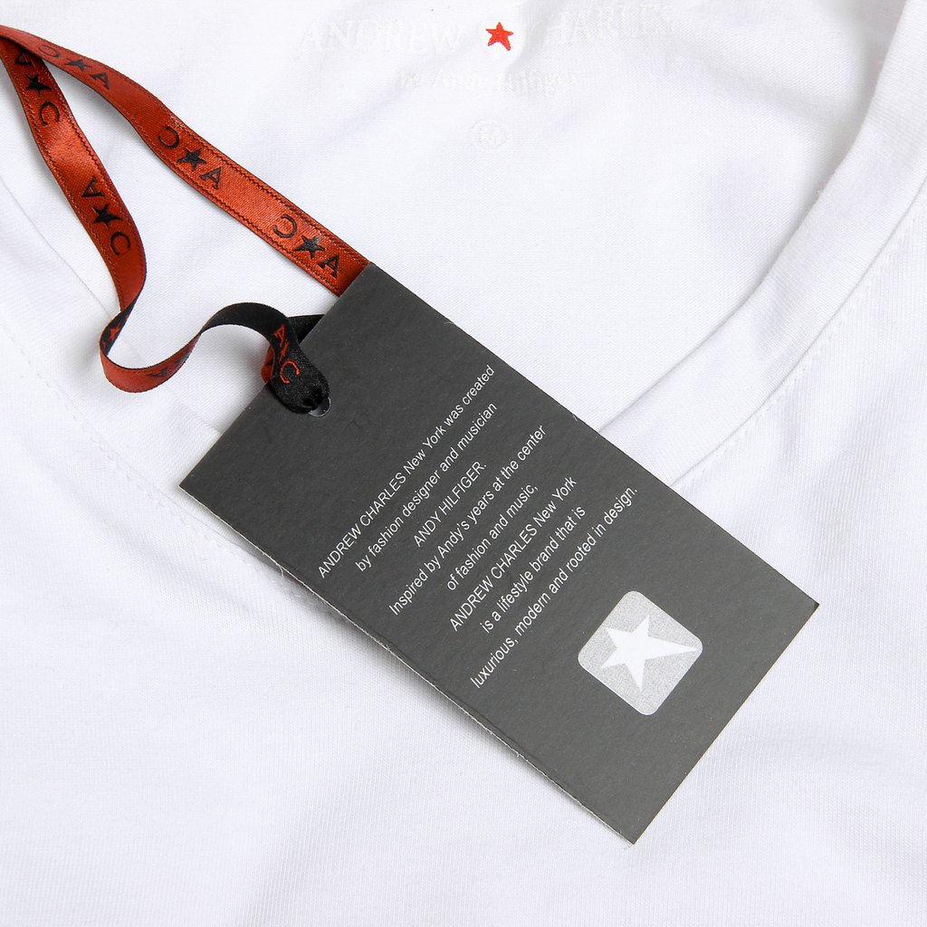 Camiseta Andrew Charles para hombre, manga corta, cuello en V, blanca, KENAN