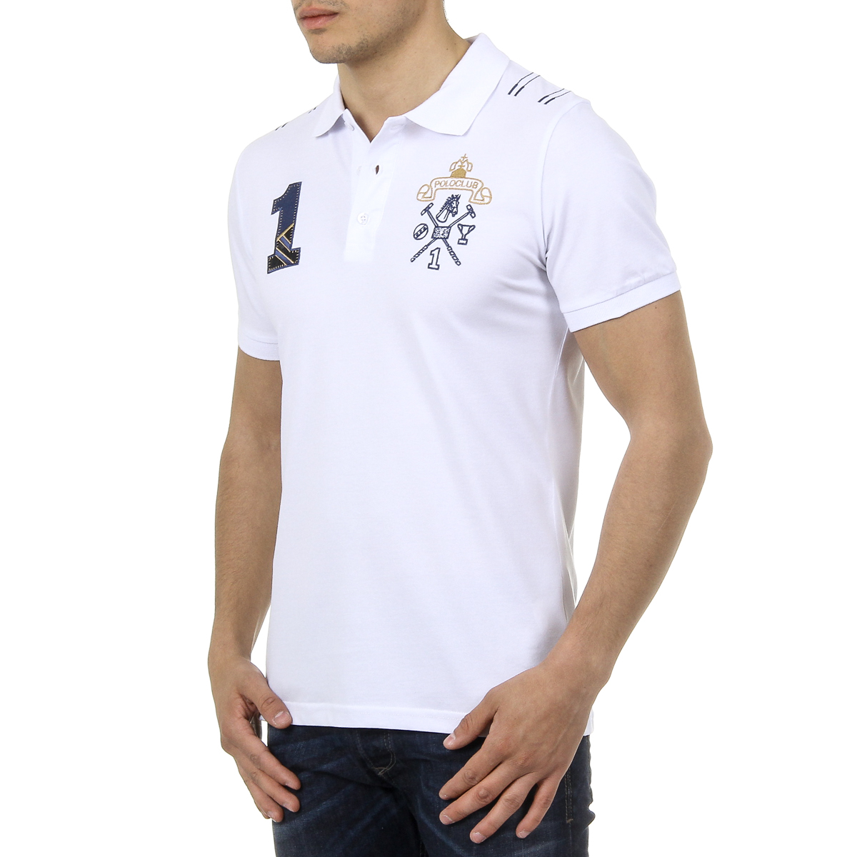 Polo Ufford & Suffolk Polo Club para hombre, manga corta, US008, blanco