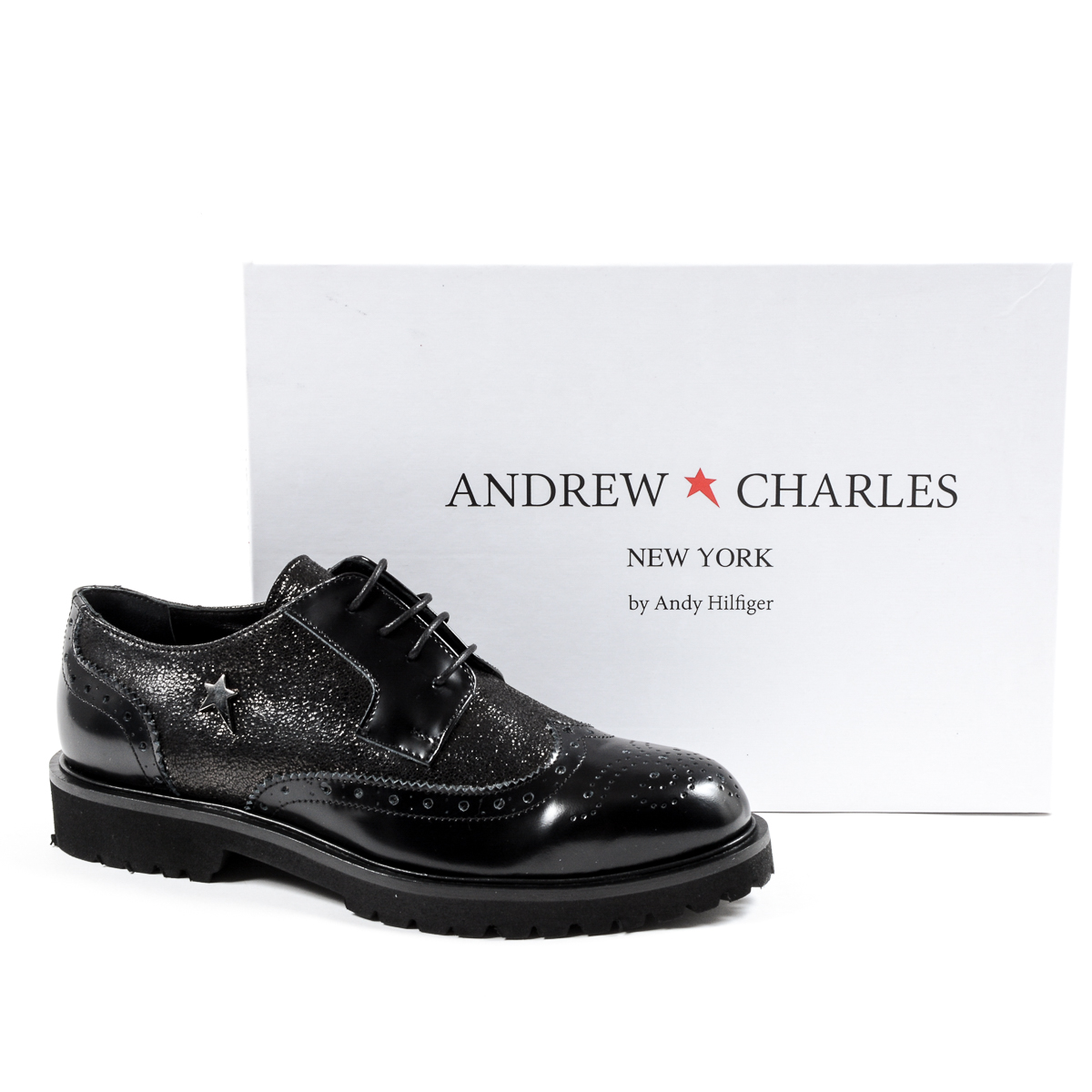 Andrew Charles Womens Oxford Shoe Black COURTNEY