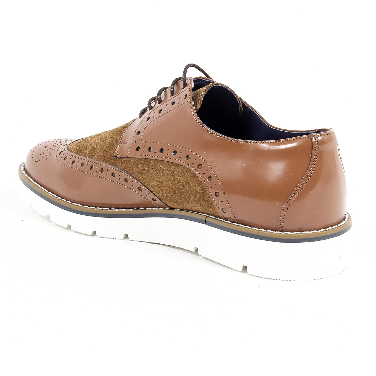 Andrew Charles - Zapatos Oxford brogue para hombre 914 ABRASIVATO CAMOSCIO COGNAC