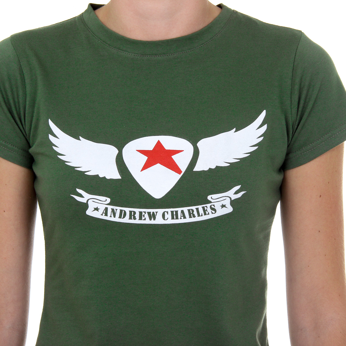 Camiseta Andrew Charles para mujer, manga corta, cuello redondo, verde TARANA