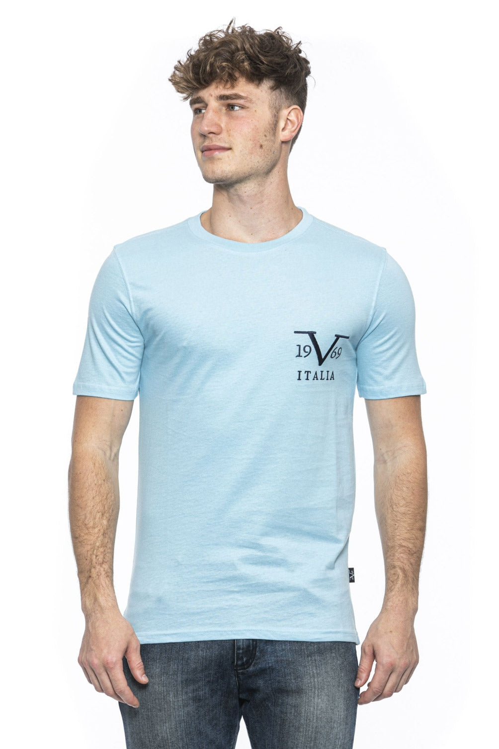 19V69 Italia Camiseta para hombre Azul TROY AZUL CLARO