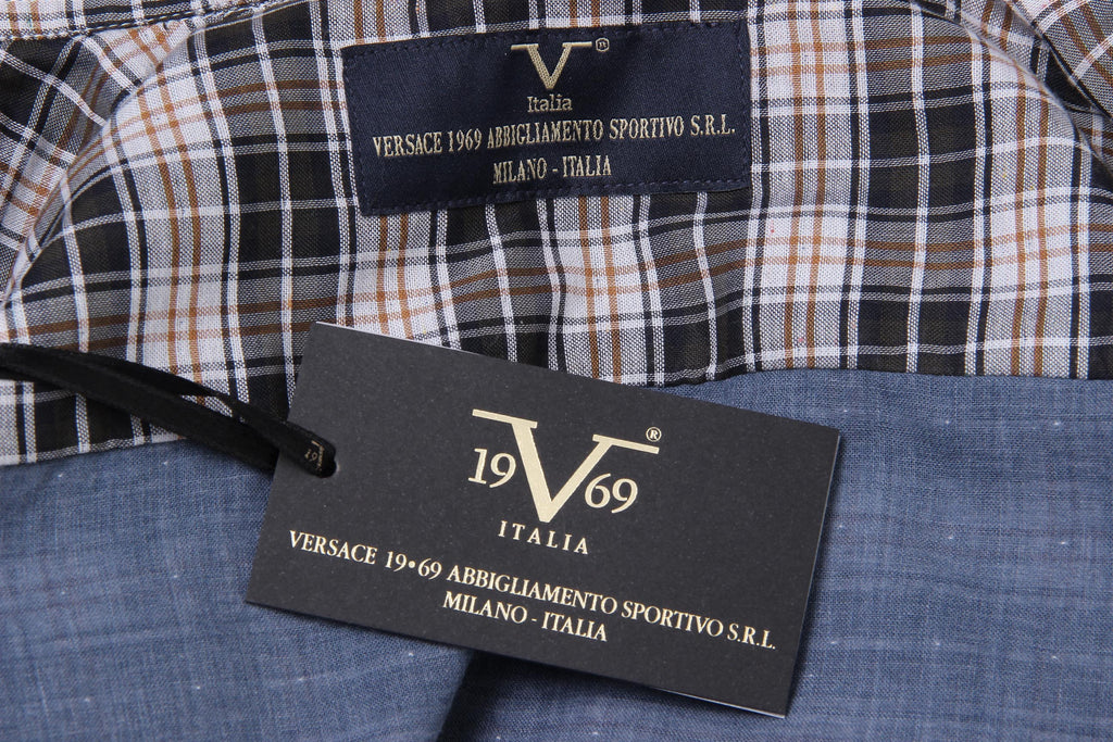Camisa clásica moderna de corte italiano para hombre V 1969, talla 377, 201