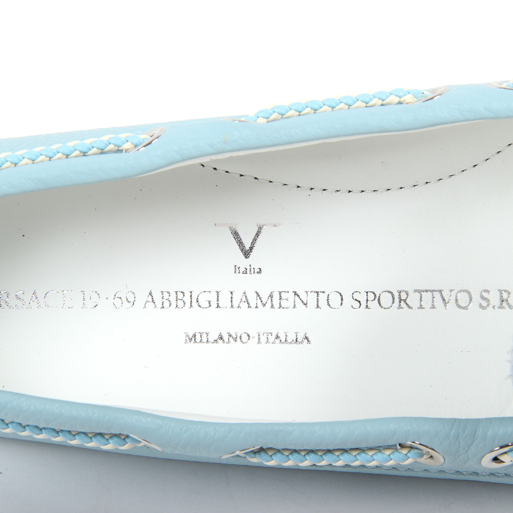 Mocasín V 1969 Italia para mujer azul claro EMILIA