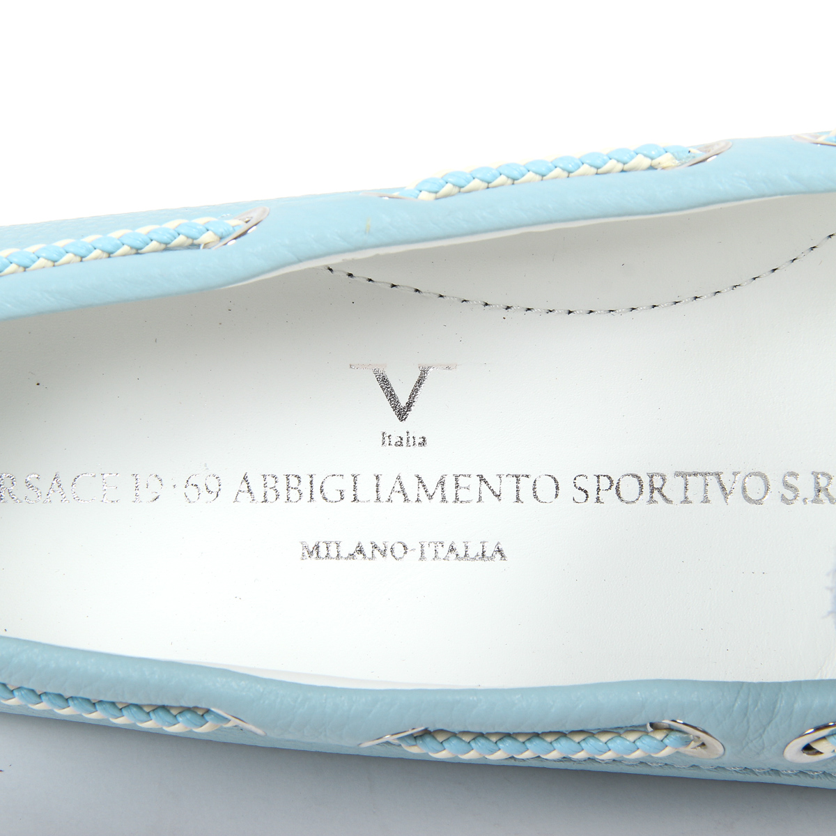 Mocasín V 1969 Italia para mujer azul claro EMILIA
