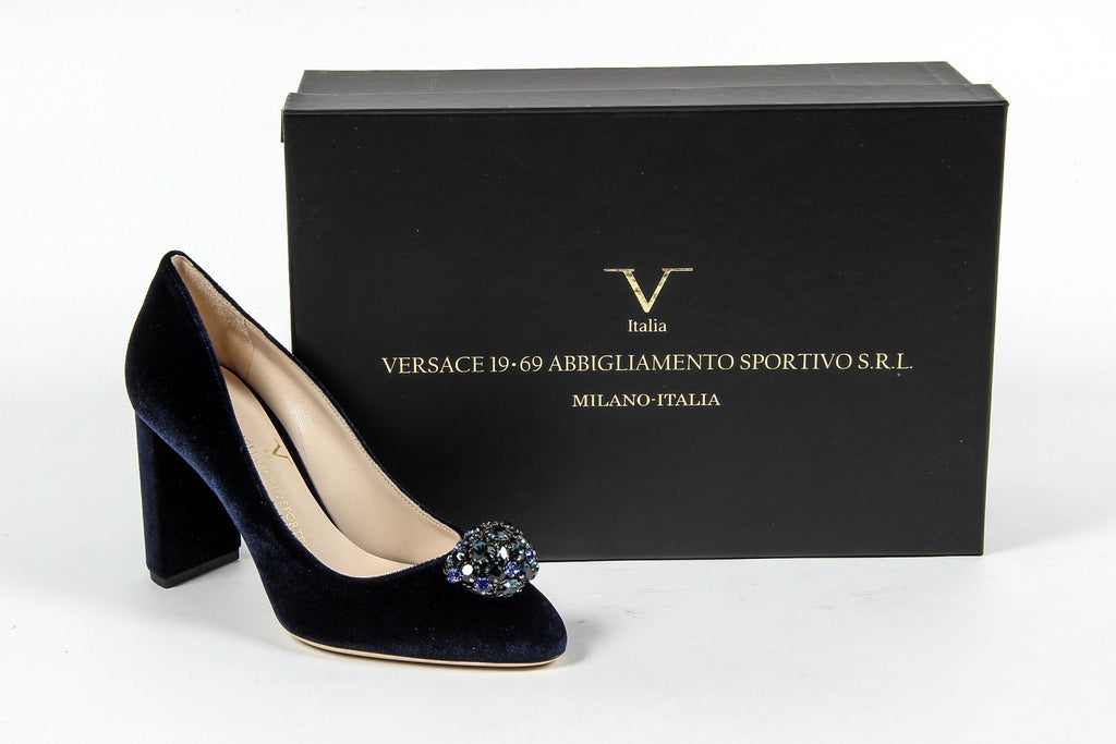 Zapatos de salón para mujer V 1969 Italia 3102045 VELLUTO BLU ROYAL