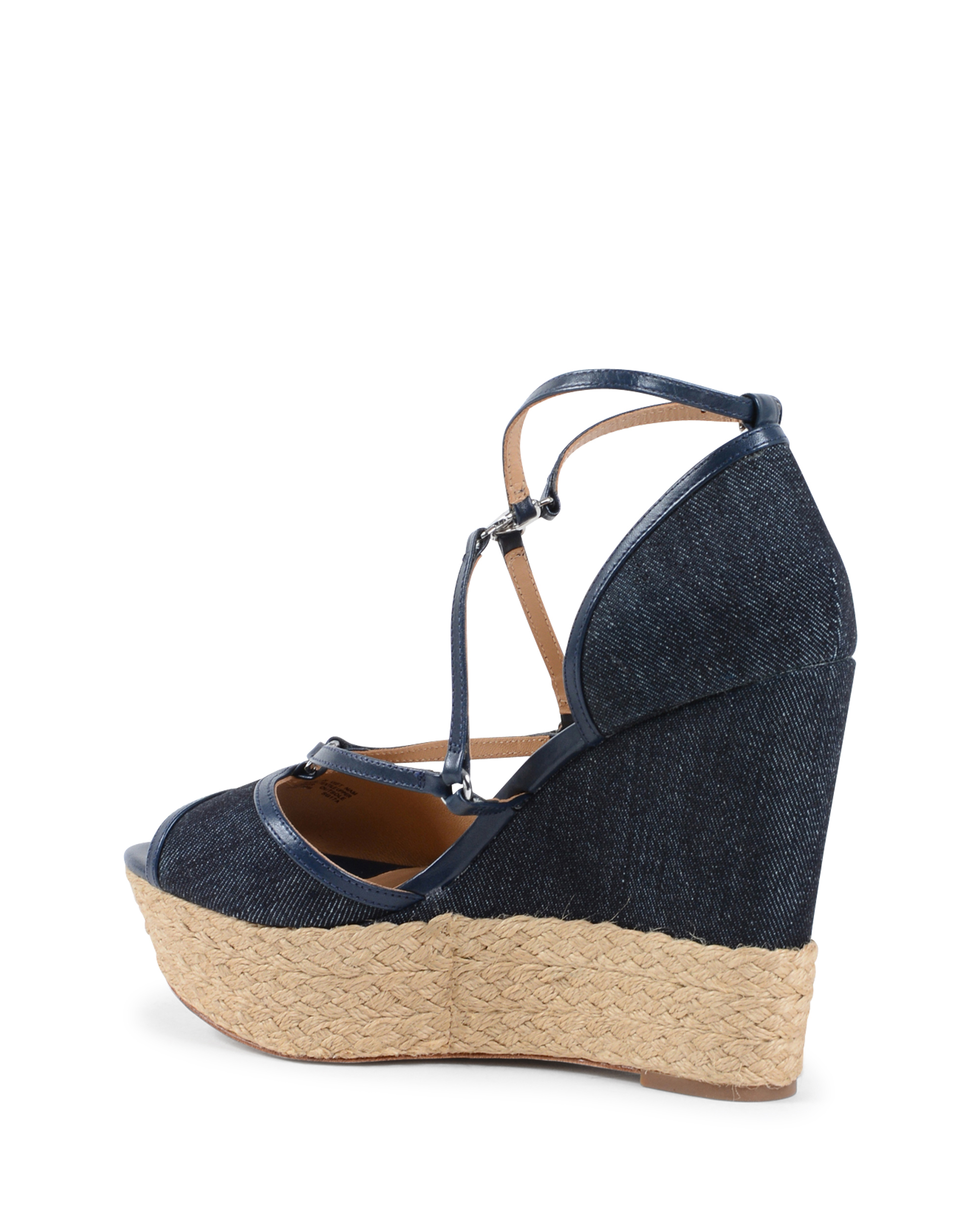 Michael Kors Sandalia de cuña para mujer Azul marino TERRI