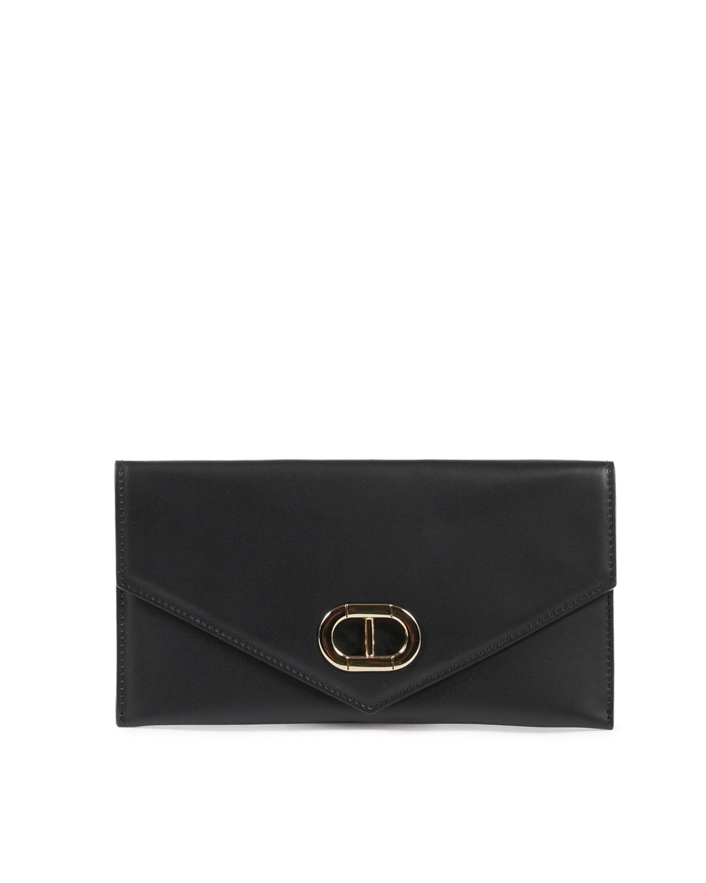 Clutch tipo sobre de piel color negro