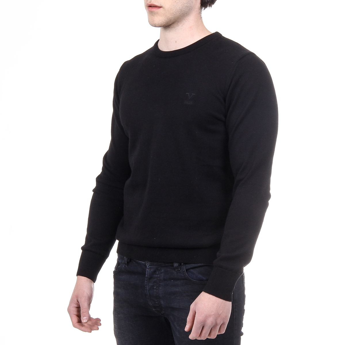 Suéter V 1969 Italia para hombre, manga larga, cuello redondo