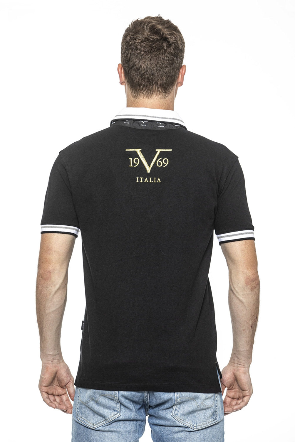 19V69 Italia Polo para hombre Negro RETRO NEGRO