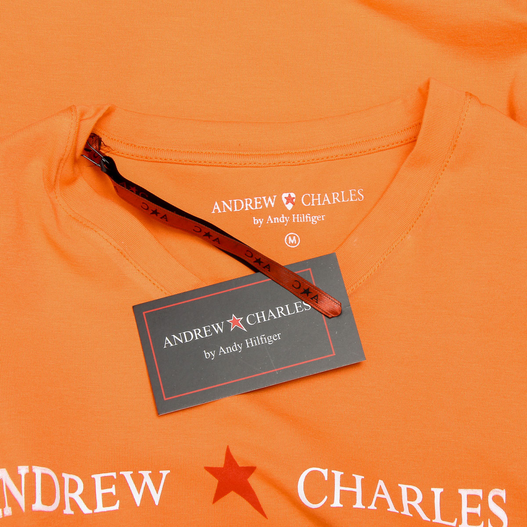 Camiseta Andrew Charles para hombre, manga corta, cuello en V, naranja, KENAN