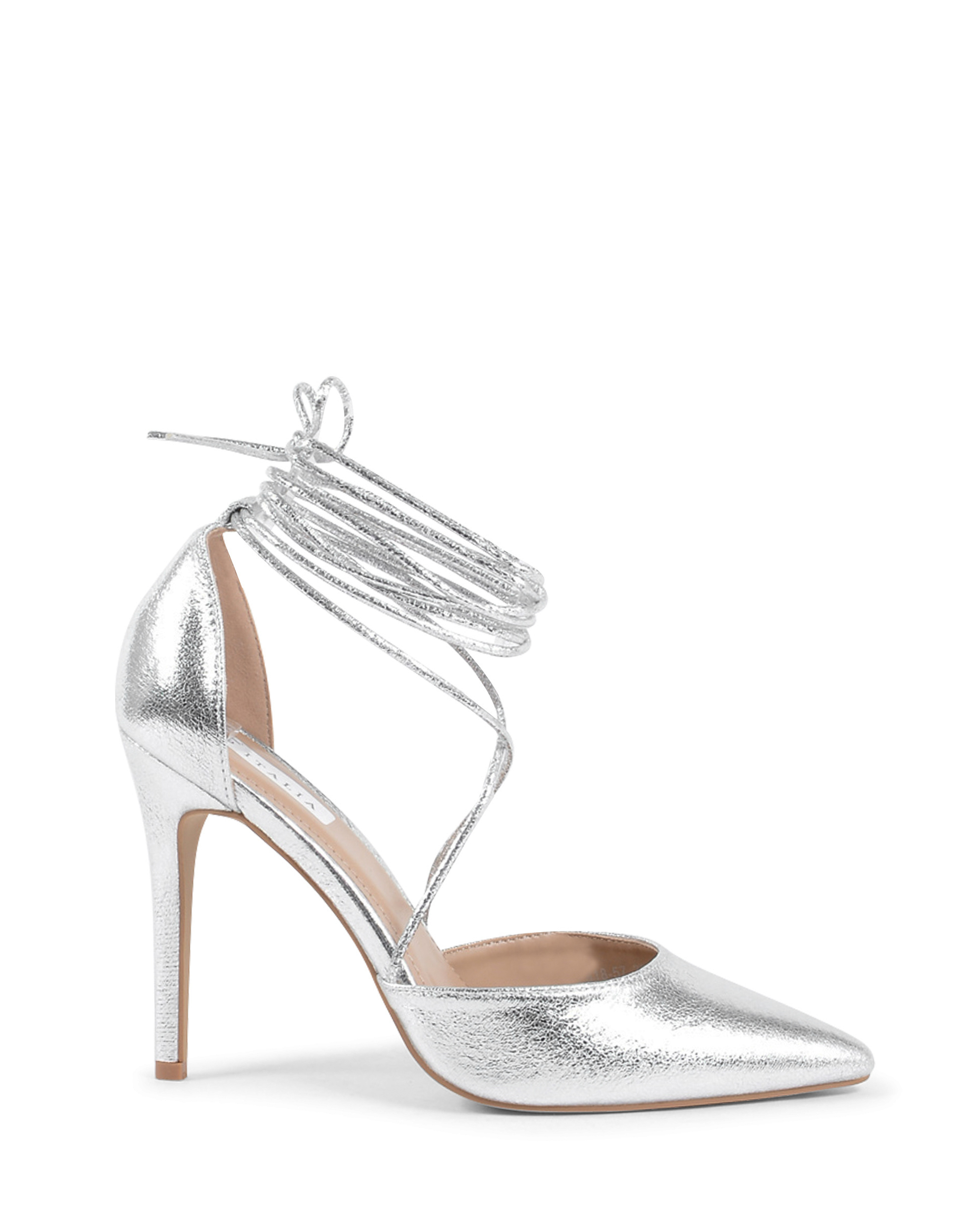 19V69 Italia - Zapatos de salón con tira al tobillo para mujer, color plata V81857 PLATA