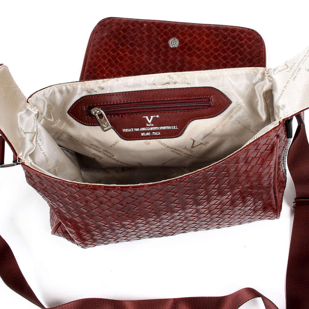 Bolso de mano para hombre V 1969 Italia rojo oscuro LEROY