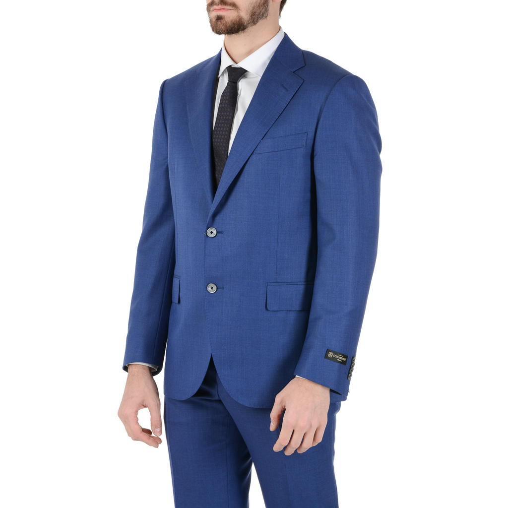 Corneliani Mens Suit Long Sleeves Blue Super 110's