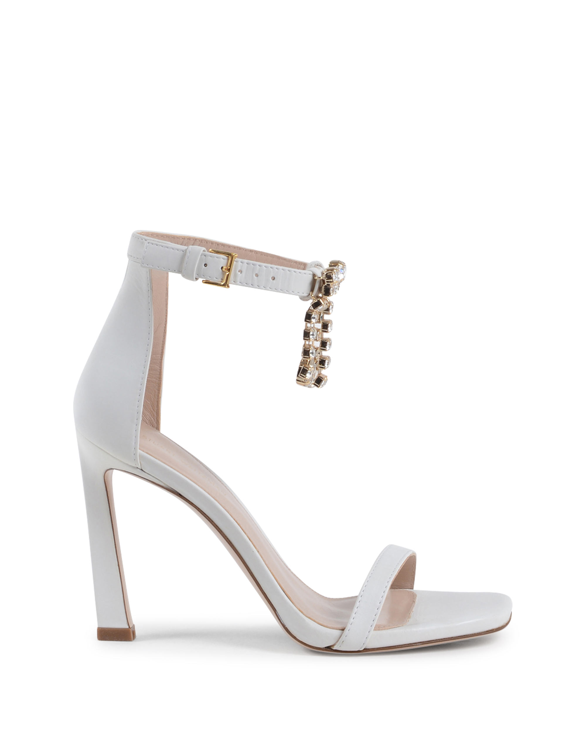 Stuart Weitzman Sandalia con tira al tobillo para mujer Blanca FRINGESQUARENUDIST