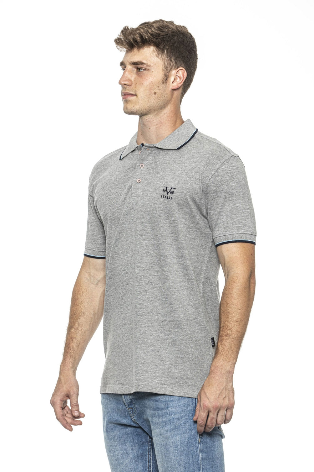 19V69 Italia Polo para hombre gris COSTINA GREY