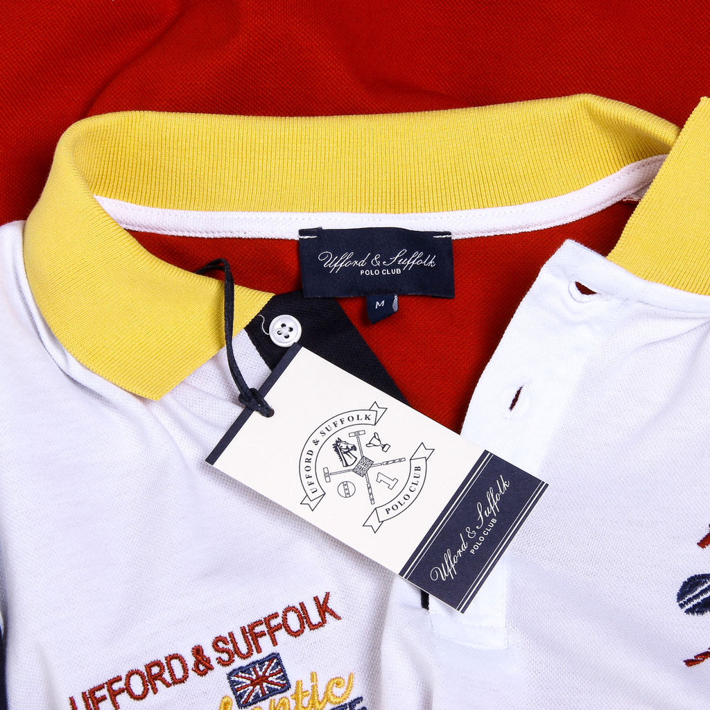 Polo Ufford & Suffolk Polo Club para hombre, manga corta, US009, blanco