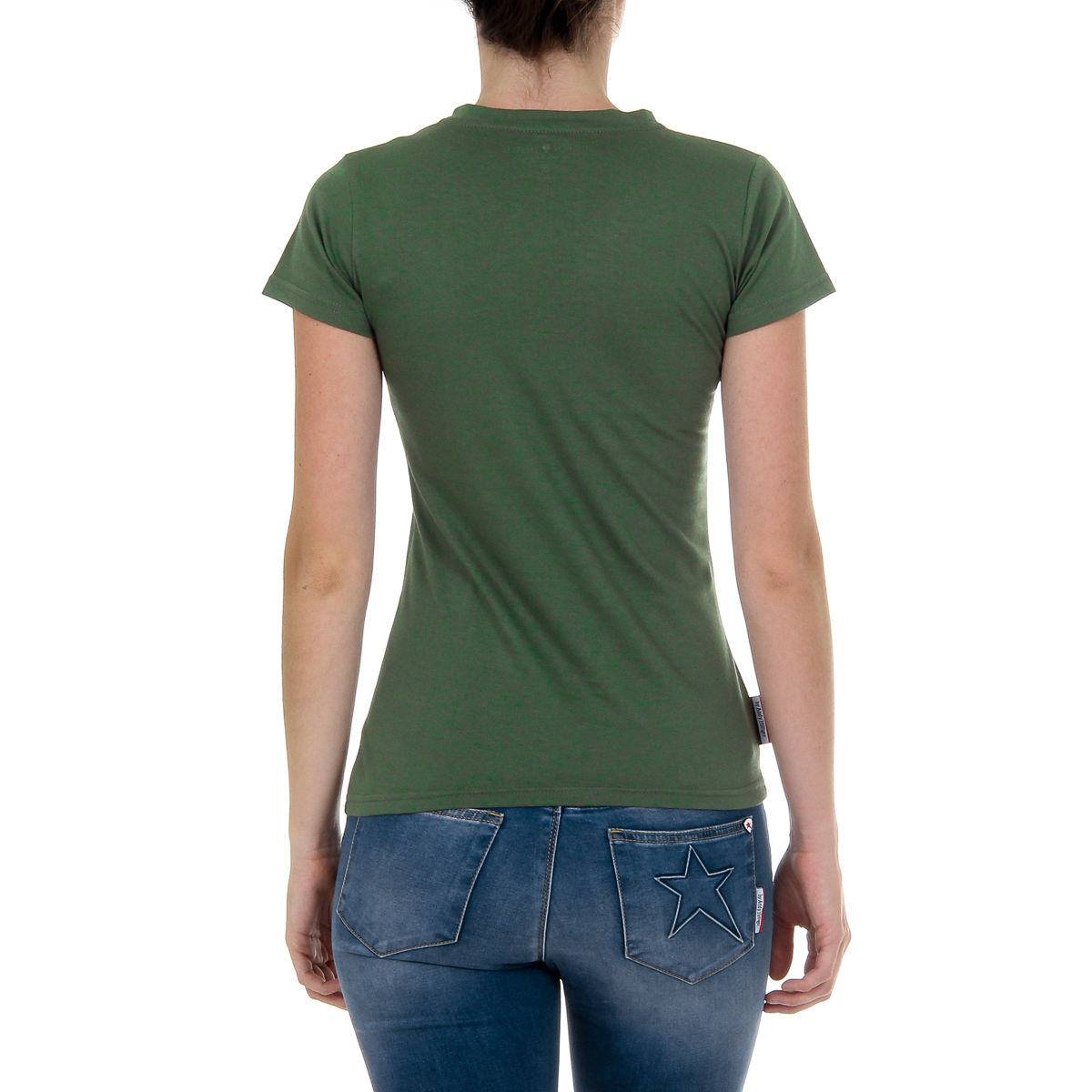 Camiseta Andrew Charles para mujer, manga corta, cuello redondo, verde TARANA