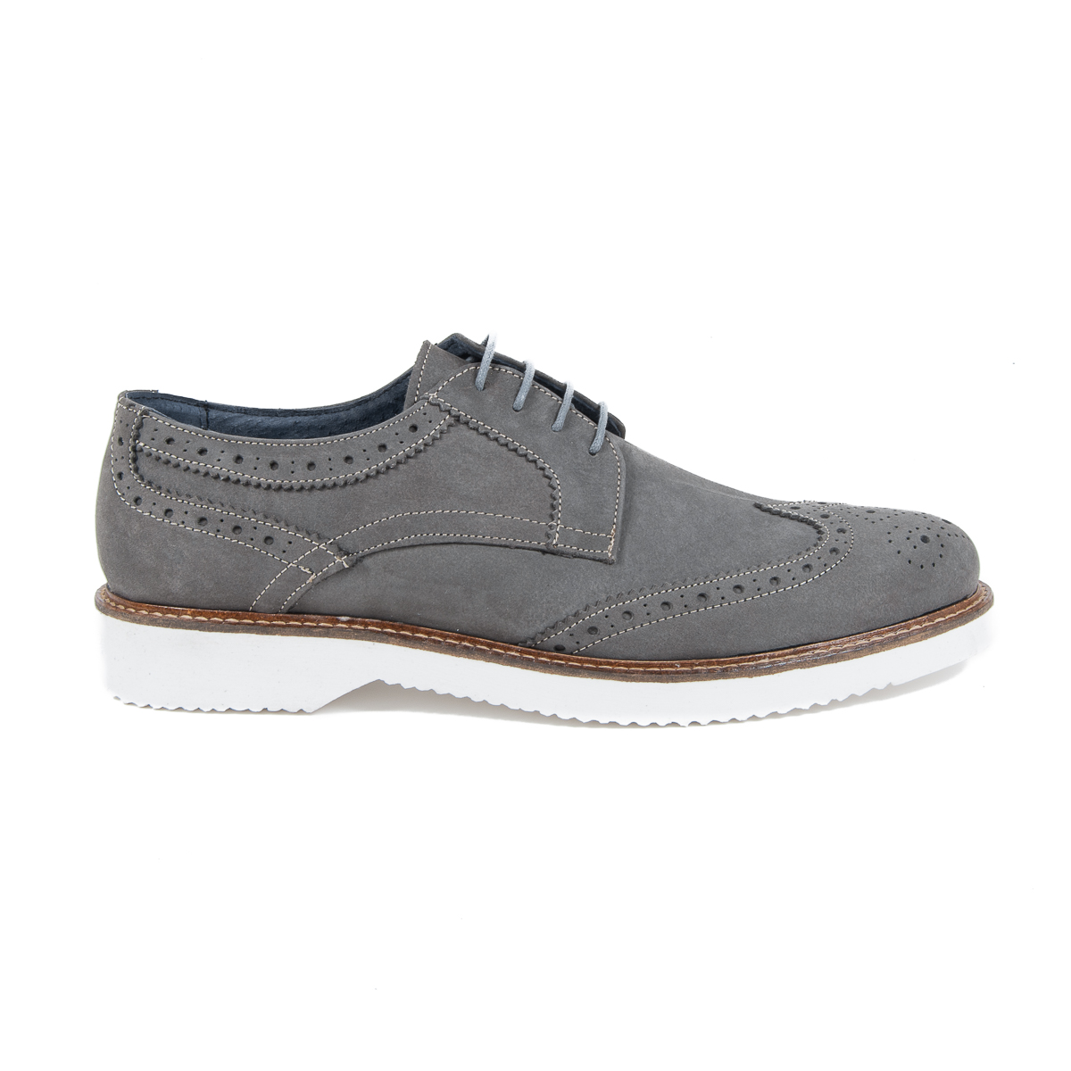 V 1969 Italia Zapato brogue para hombre gris oscuro HARRY 5141 NABUK VAR 8