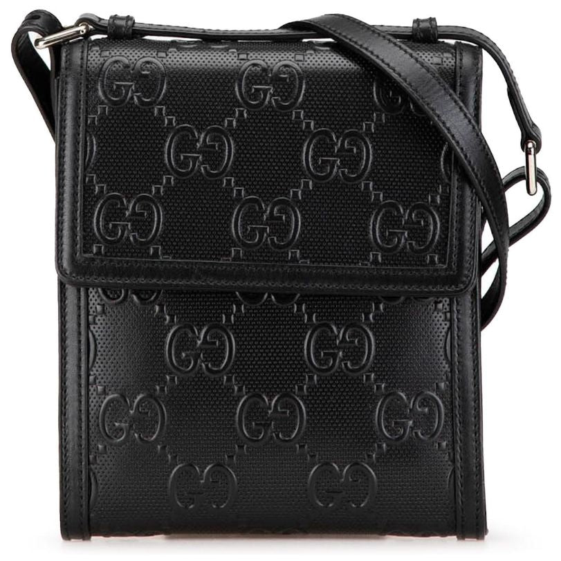 Bolso mensajero de piel con monograma GG para hombre