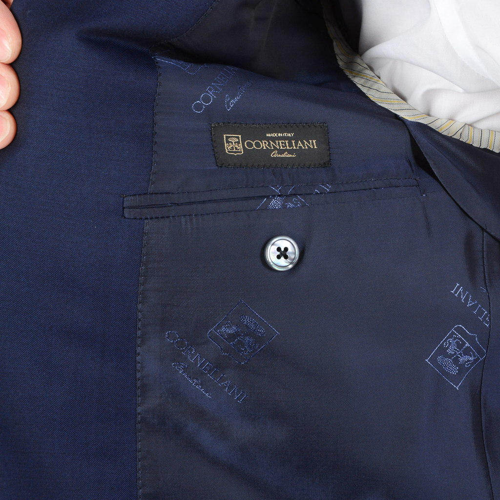 Corneliani Mens Suit Long Sleeves Blue Super 110's