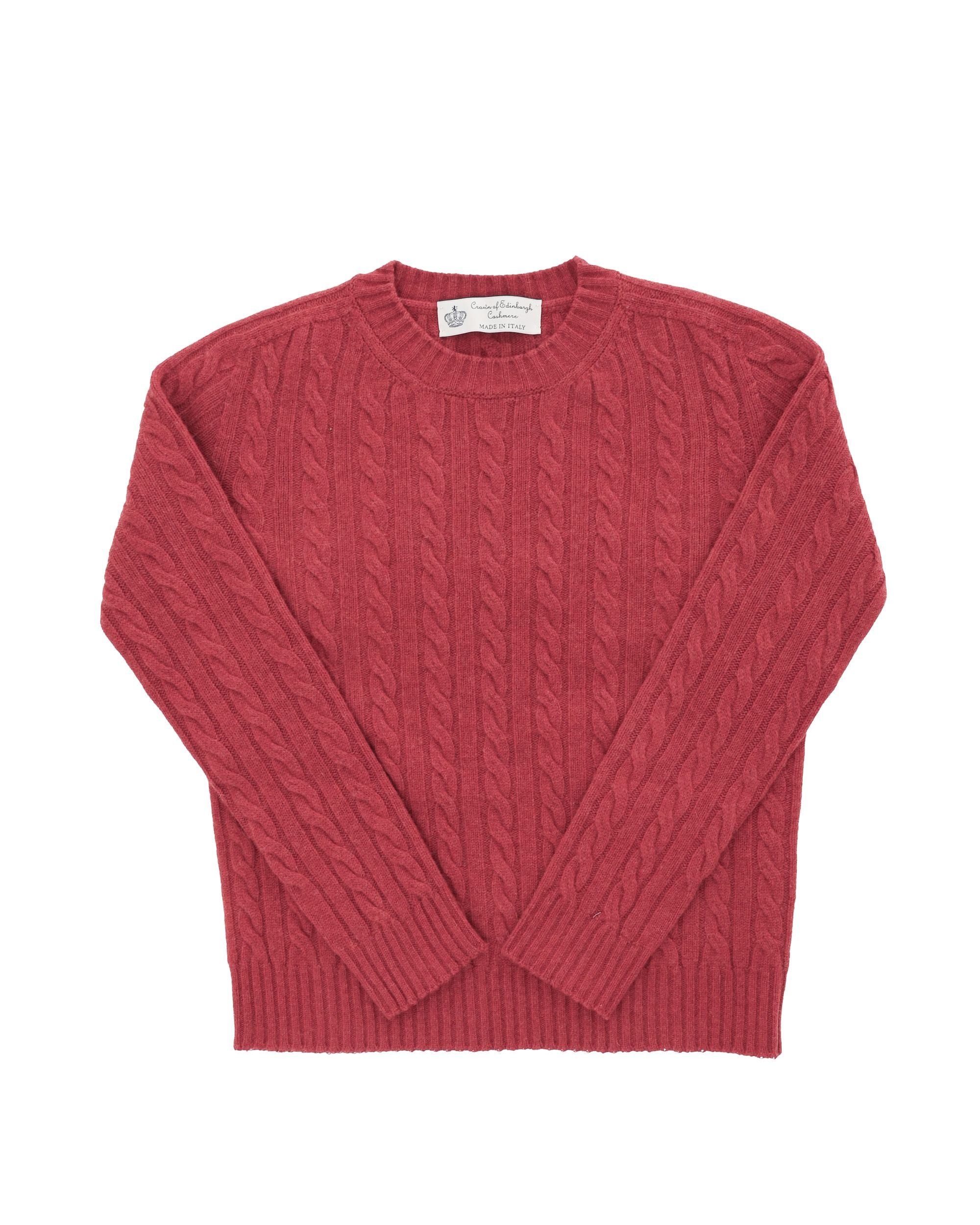 Suéter de cuello redondo para mujer de cachemira Crown of Edinburgh COE 0033 ROJO