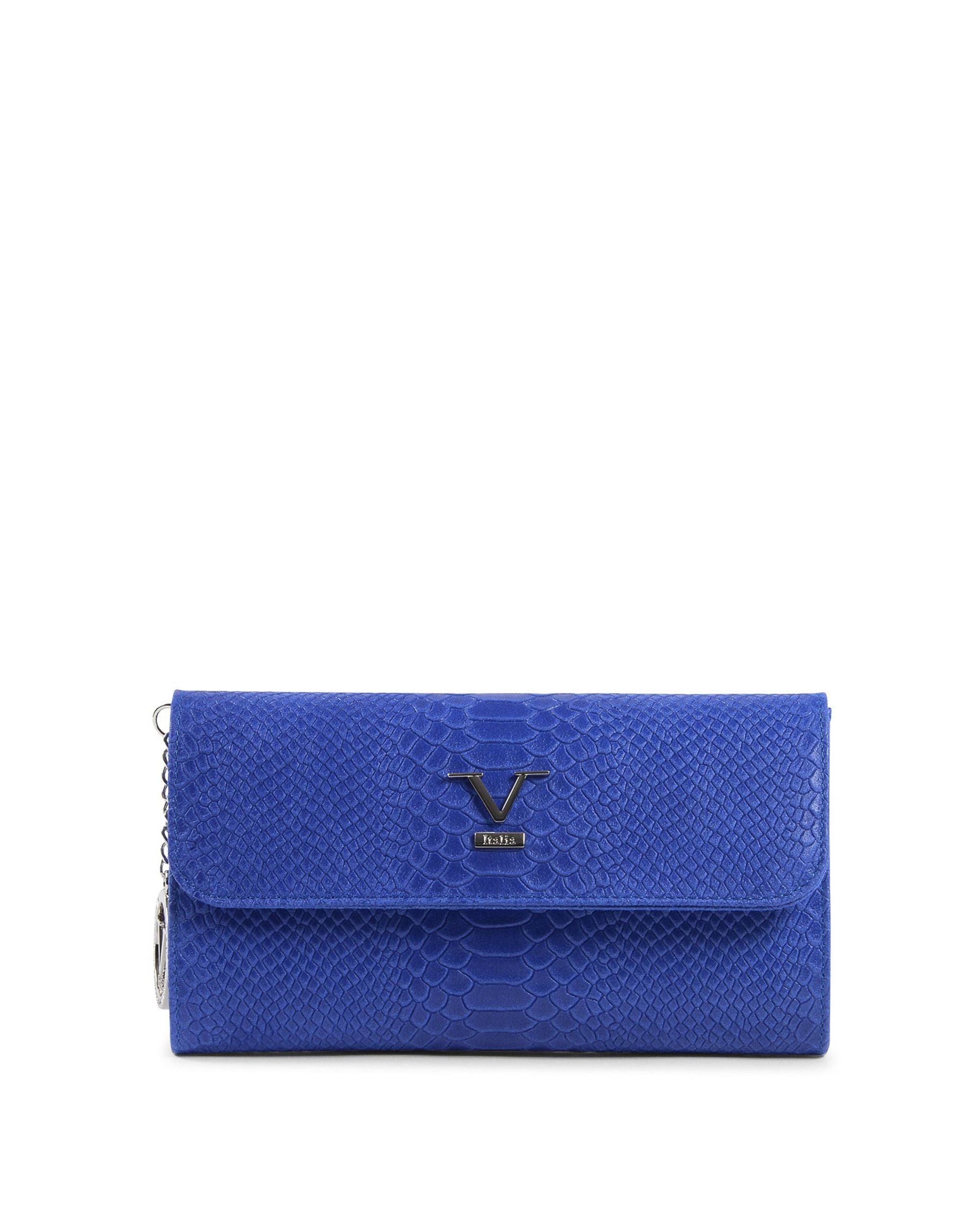 V Italia Womens Handbag Blue V1513 PITONE STAMPATO BLUE