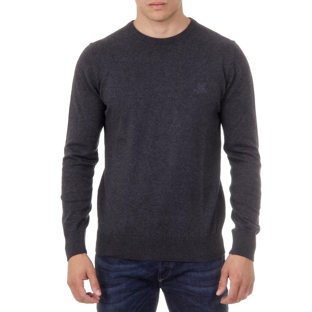 Ufford & Suffolk Polo Club Mens Sweater Long Sleeves Round Neck PULLRUS100 ANTHRACITE