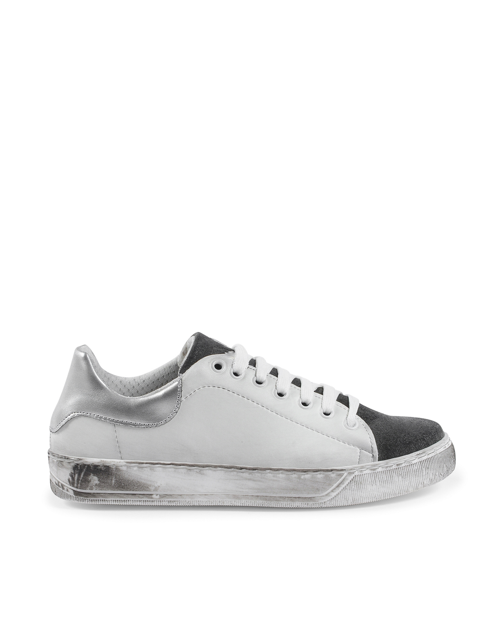 19V69 Italia Womens Sneaker White Grey 718-S PELLE BIANCO CAM GRIGIO