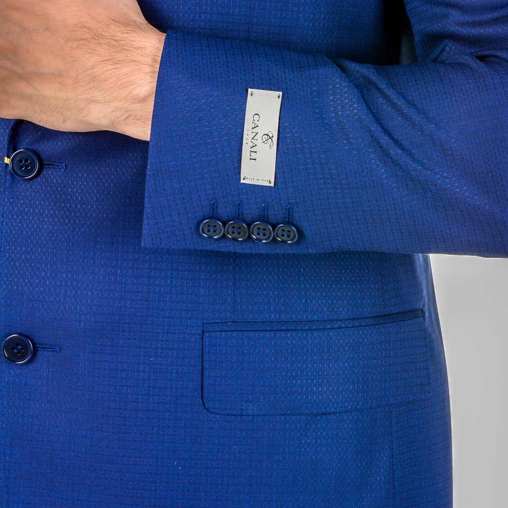 Canali Mens Suit Long Sleeves Blue Travel Natural Comfort
