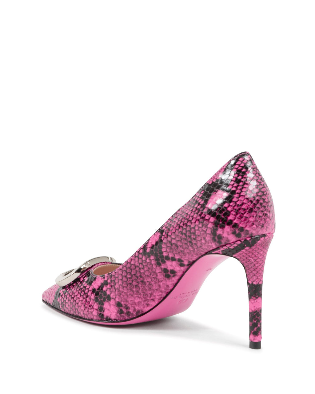 Zapatos de salón fucsia con logotipo para fiesta de oficina