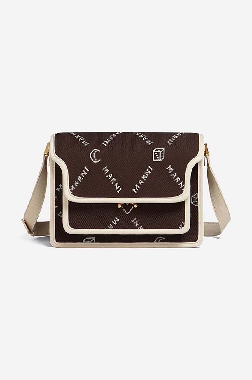 Bolso de hombro de tela Monogram de Marni en marrón