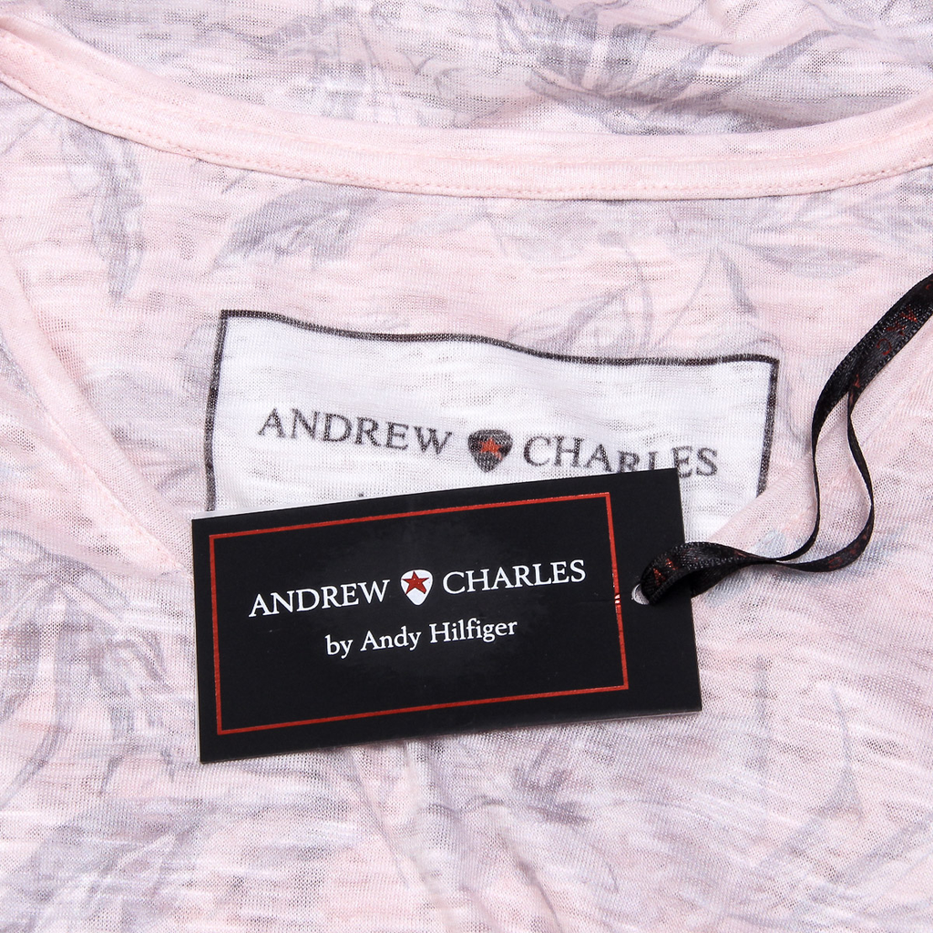 Andrew Charles Womens T-shirt Short Sleeves V-Neck Pink ALEXA