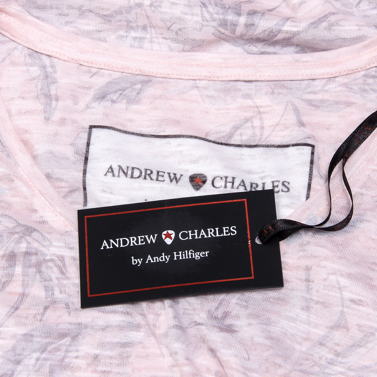 Andrew Charles Womens T-shirt Short Sleeves V-Neck Pink ALEXA