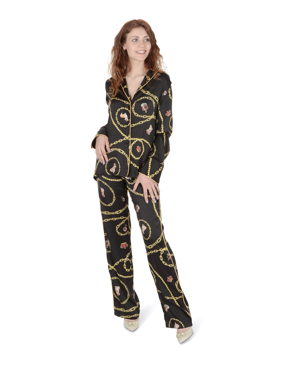 Pijama de seda Queen's Jubilee - Negro