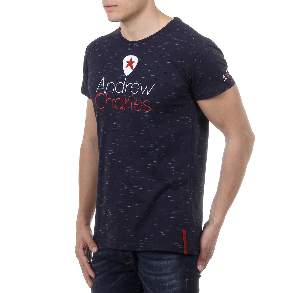 Andrew Charles Mens T-Shirt Short Sleeves Round Neck Dark Blue JACK