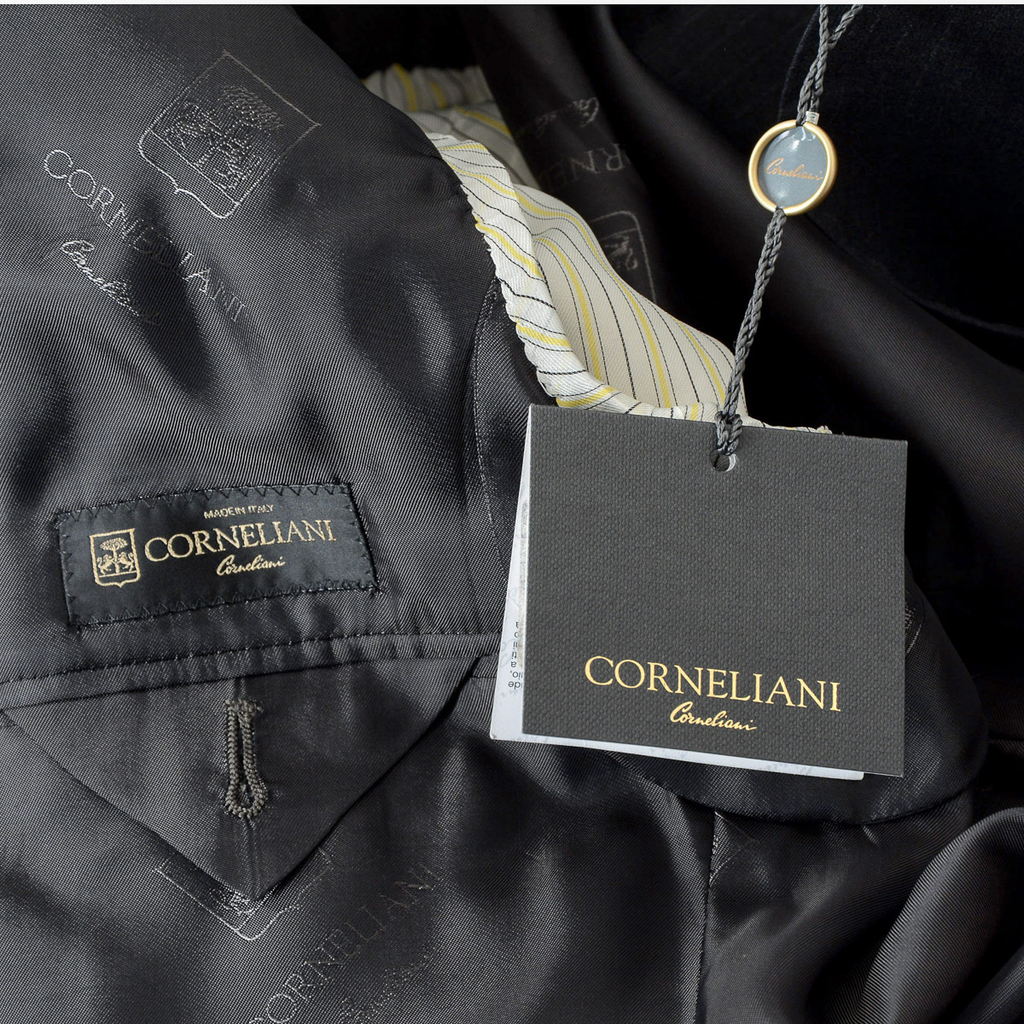 Corneliani Mens Suit Long Sleeves Dark Grey Super 130's