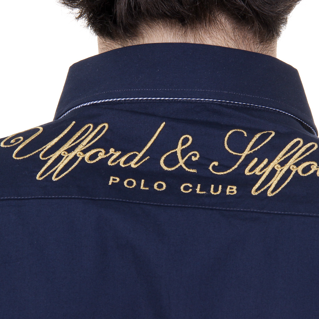 Camisa de manga larga para hombre del Ufford & Suffolk Polo Club US010 AZUL MARINO