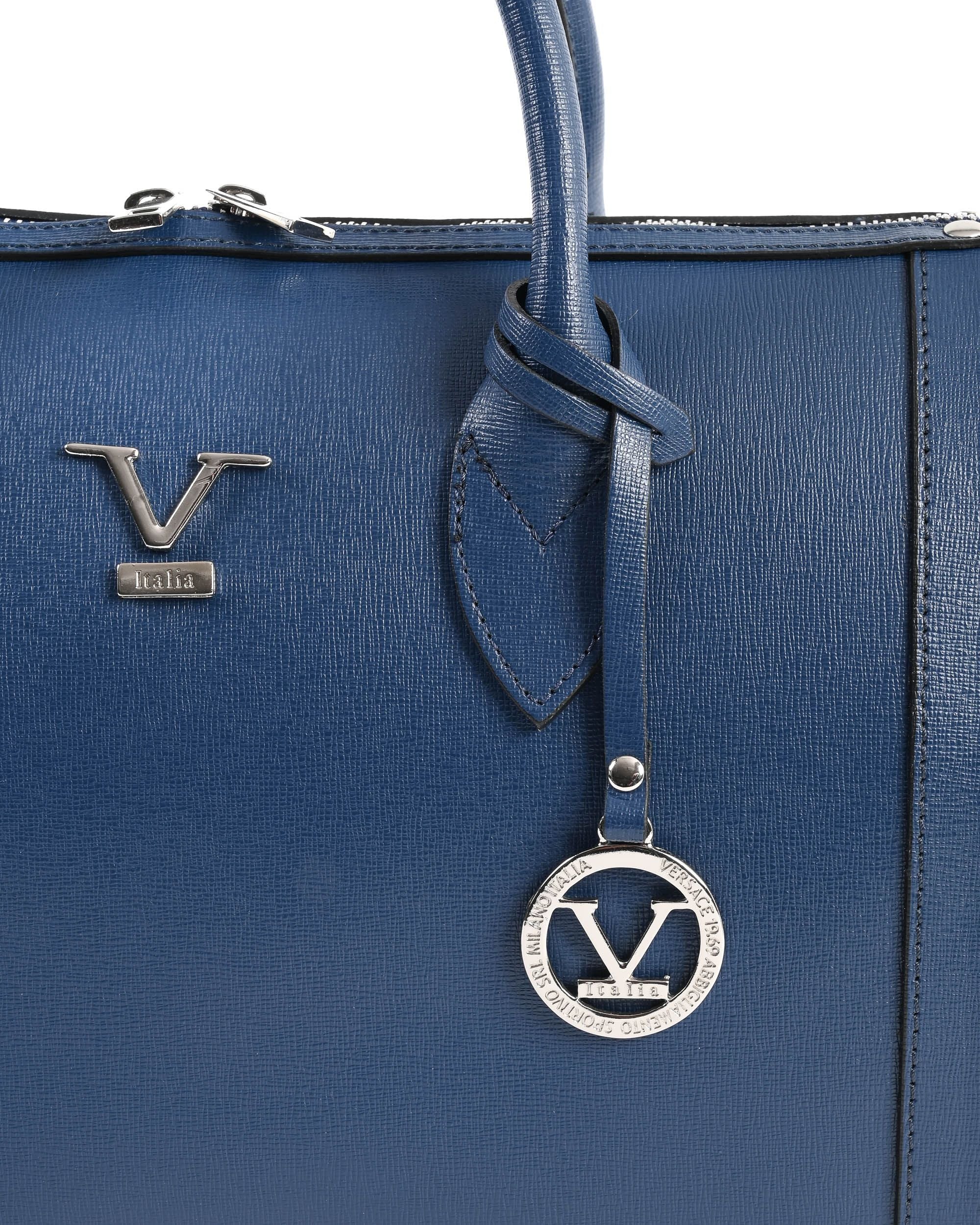Bolso de mano para mujer V Italia Blue Jeans V014-S SAFFIANO BLUE JEANS