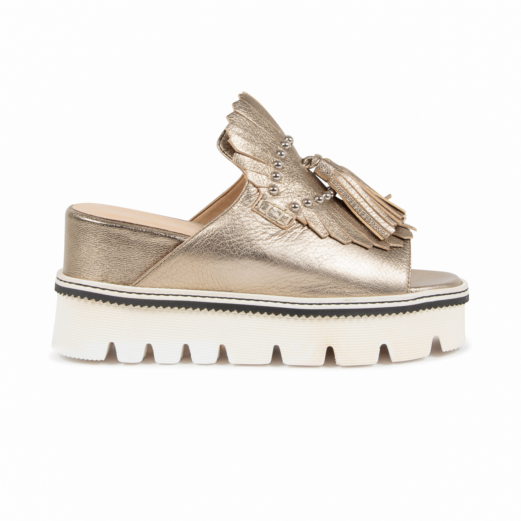 V1969 Italia Sandalia de plataforma para mujer dorada B3037DO CAPRA VETREX LAM ALBA